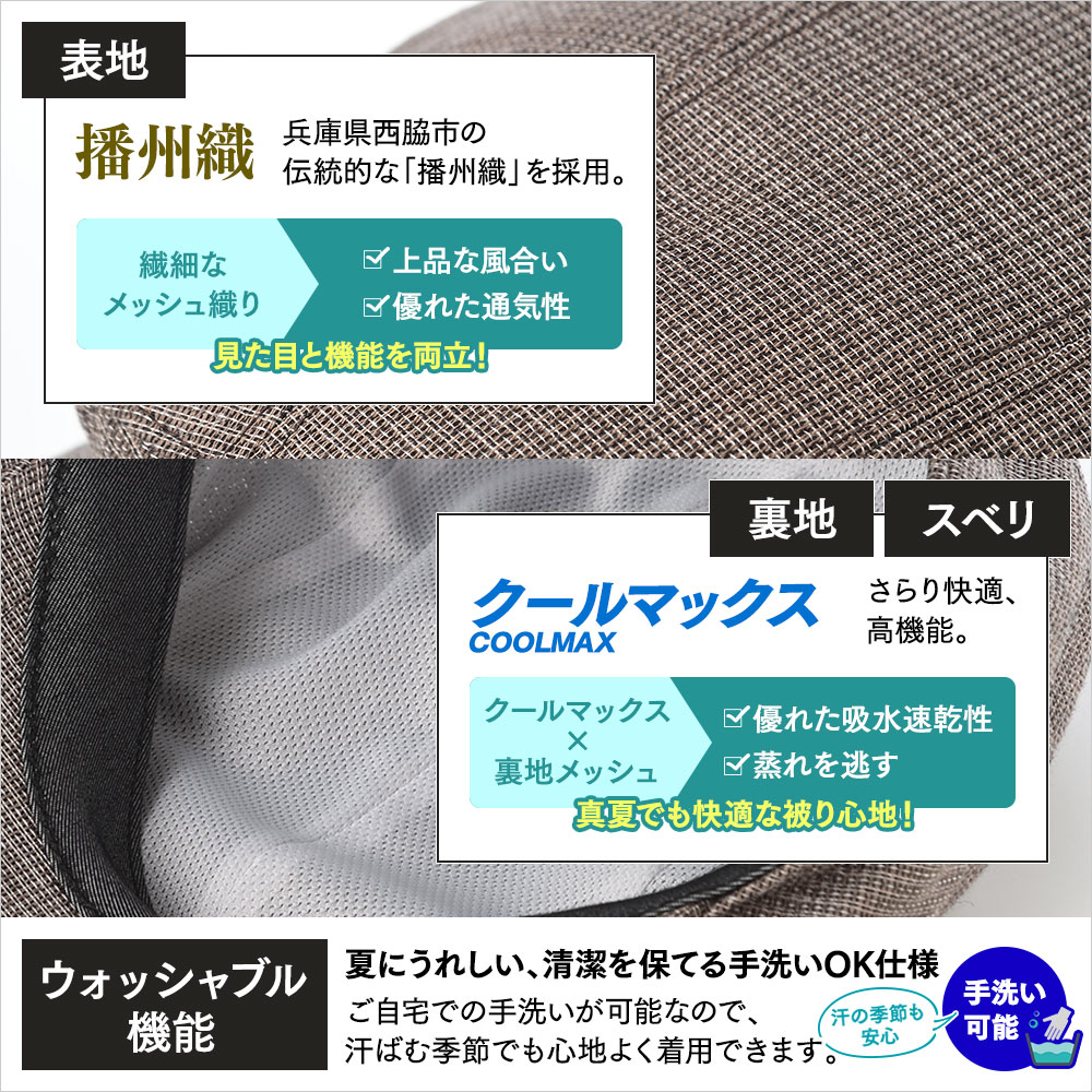 Washable Hunting（ウォッシャブル ハンチング） ブラウン　詳細