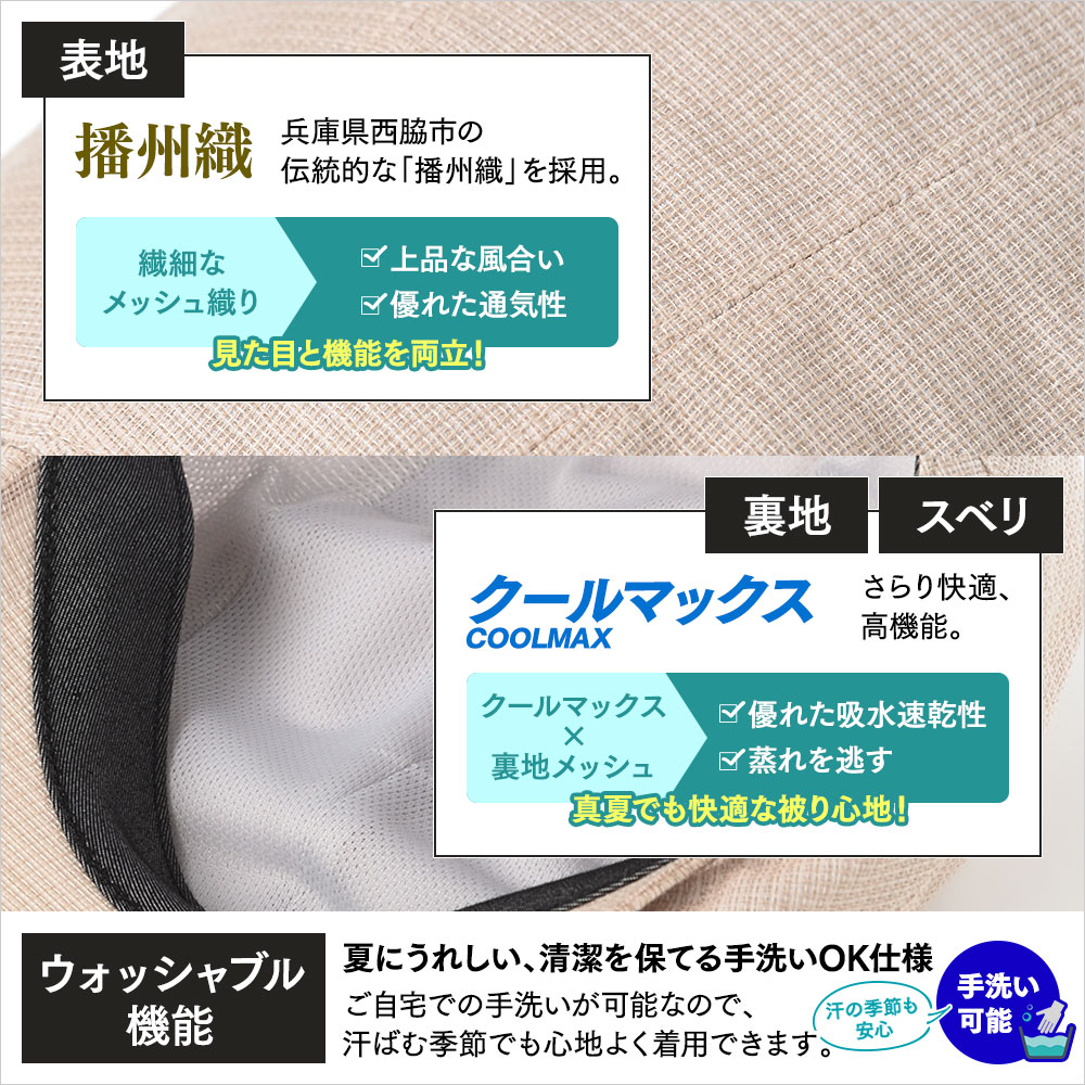 Washable Hunting（ウォッシャブル ハンチング） ナチュラル　詳細