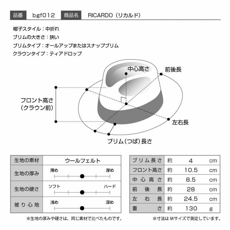 ビガリのフェルトハット RICARDO（リカルド）ブラック