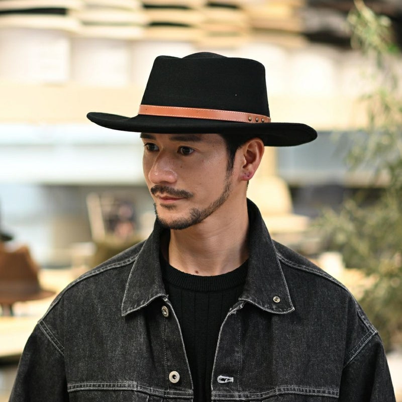 ビガリのポークパイハット GAMBLER WOOL（ガンブレール ウール）ブラック