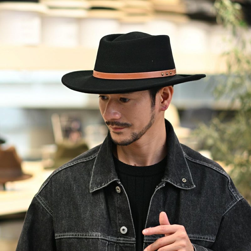 ビガリのポークパイハット GAMBLER WOOL（ガンブレール ウール）ブラック