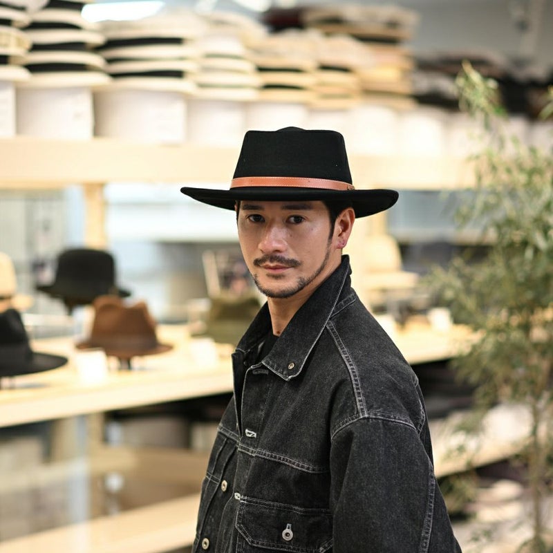 ビガリのポークパイハット GAMBLER WOOL（ガンブレール ウール）ブラック