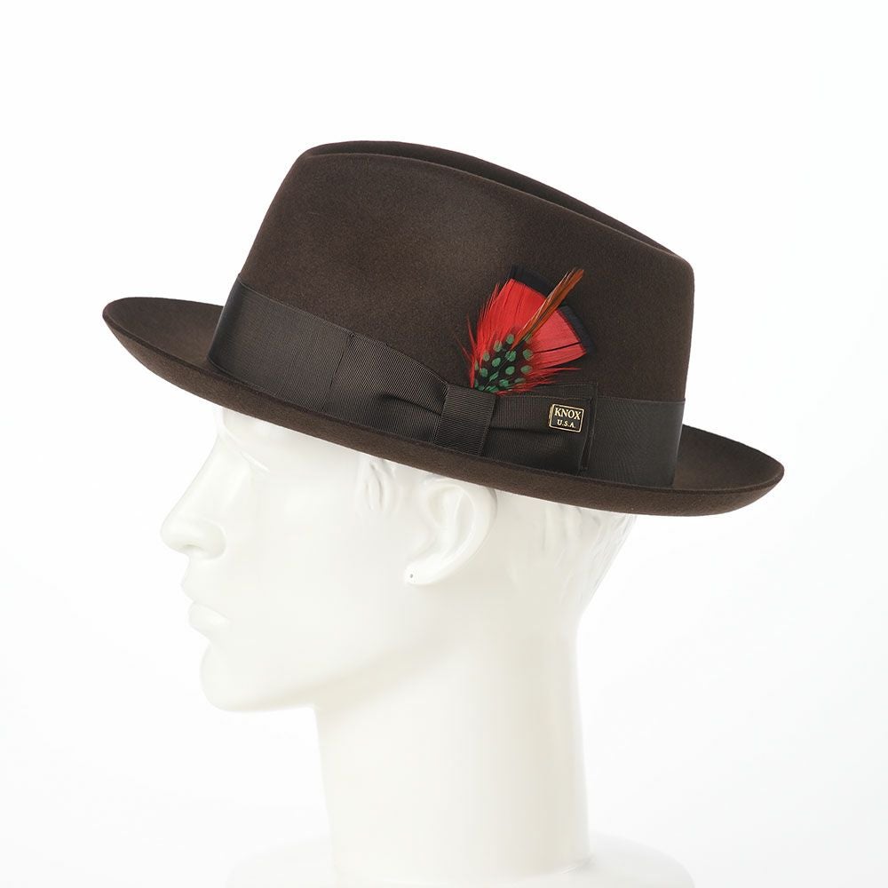 ハット フェザー付き ノックス フェルトハット Rabbit Fur Fedora Hat（ラビットファー
