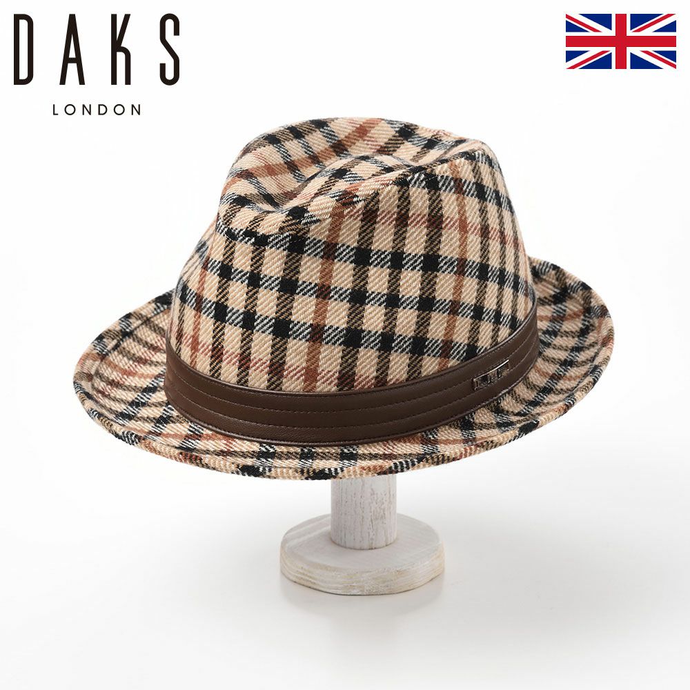 初期　アンダーカバー　ダークブラウン　チェック柄 フェドーラハット ダックス 布帛ソフトハット Safari Tartan Check（サファリ タータン