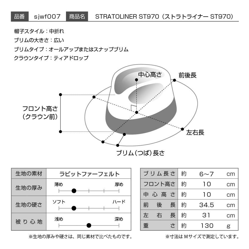 ステットソン フェルトハット STRATOLINER（ストラトライナー）ST970