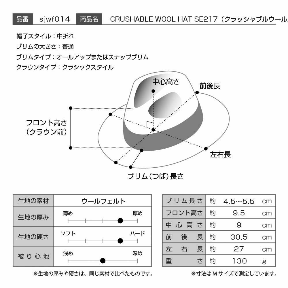 ステットソン フェルトハット CRUSHABLE WOOL HAT（クラッシャブル