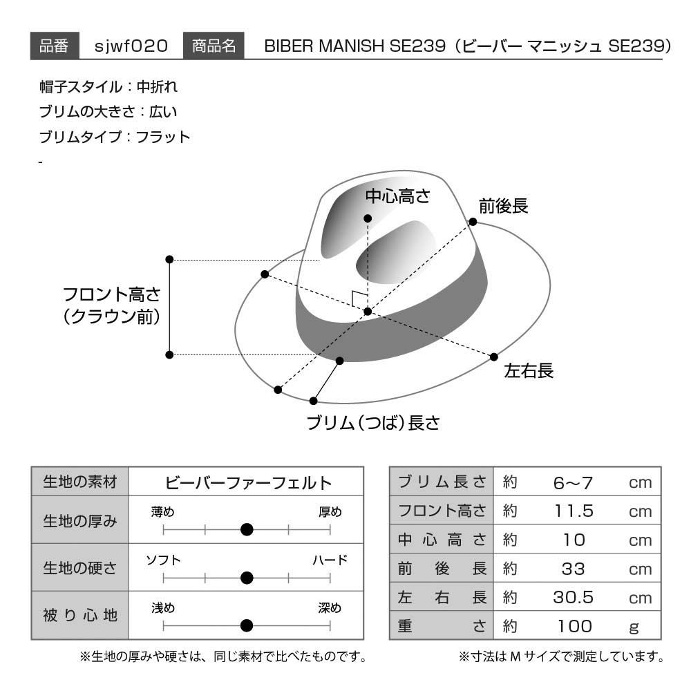 びーばー　サイズ2 ステットソン フェルトハット BEAVER MANISH（ビーバー マニッシュ