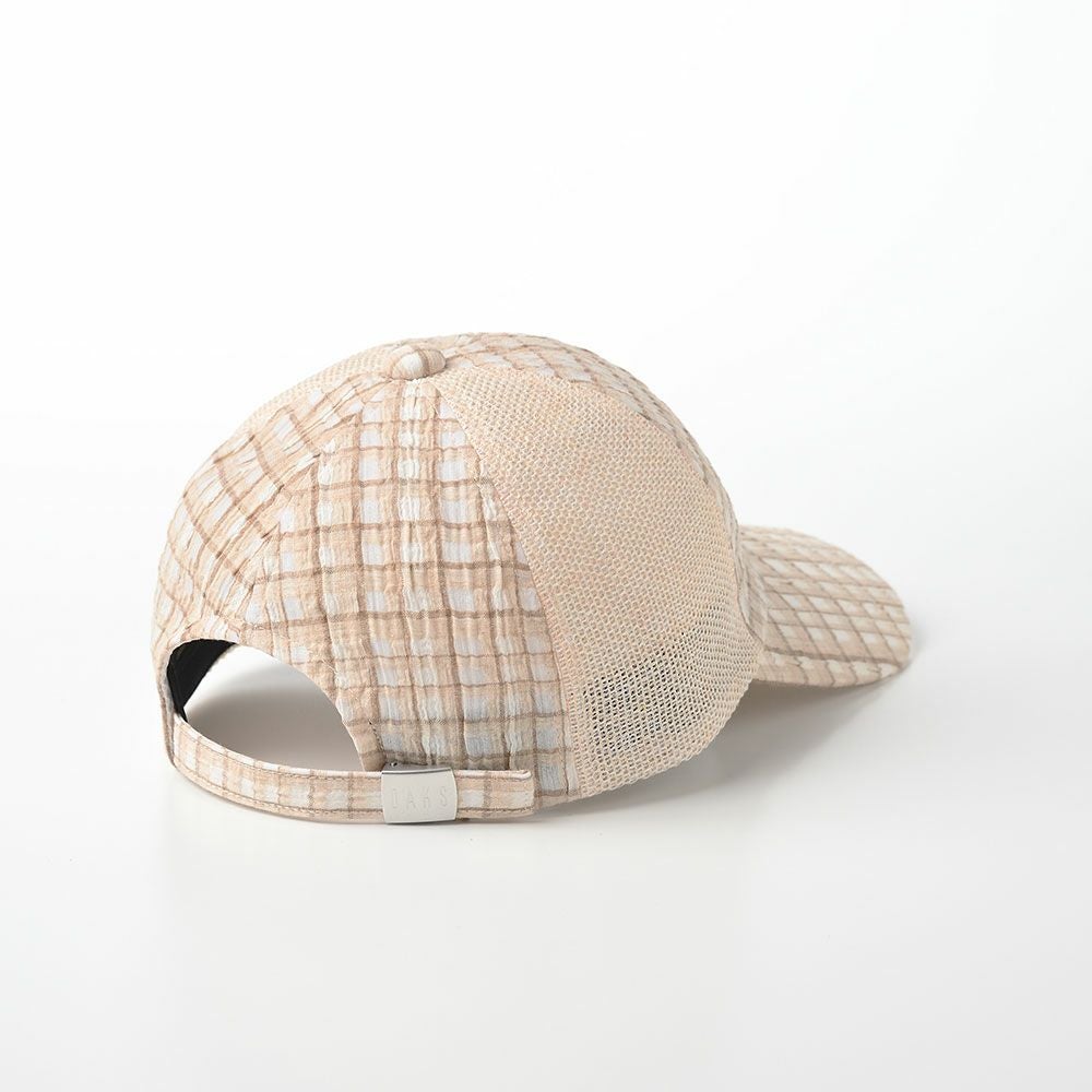 ベージュとホワイトのチェックキャップ ダックス キャップ Cap Linen Check（キャップ リネンチェック） D1724