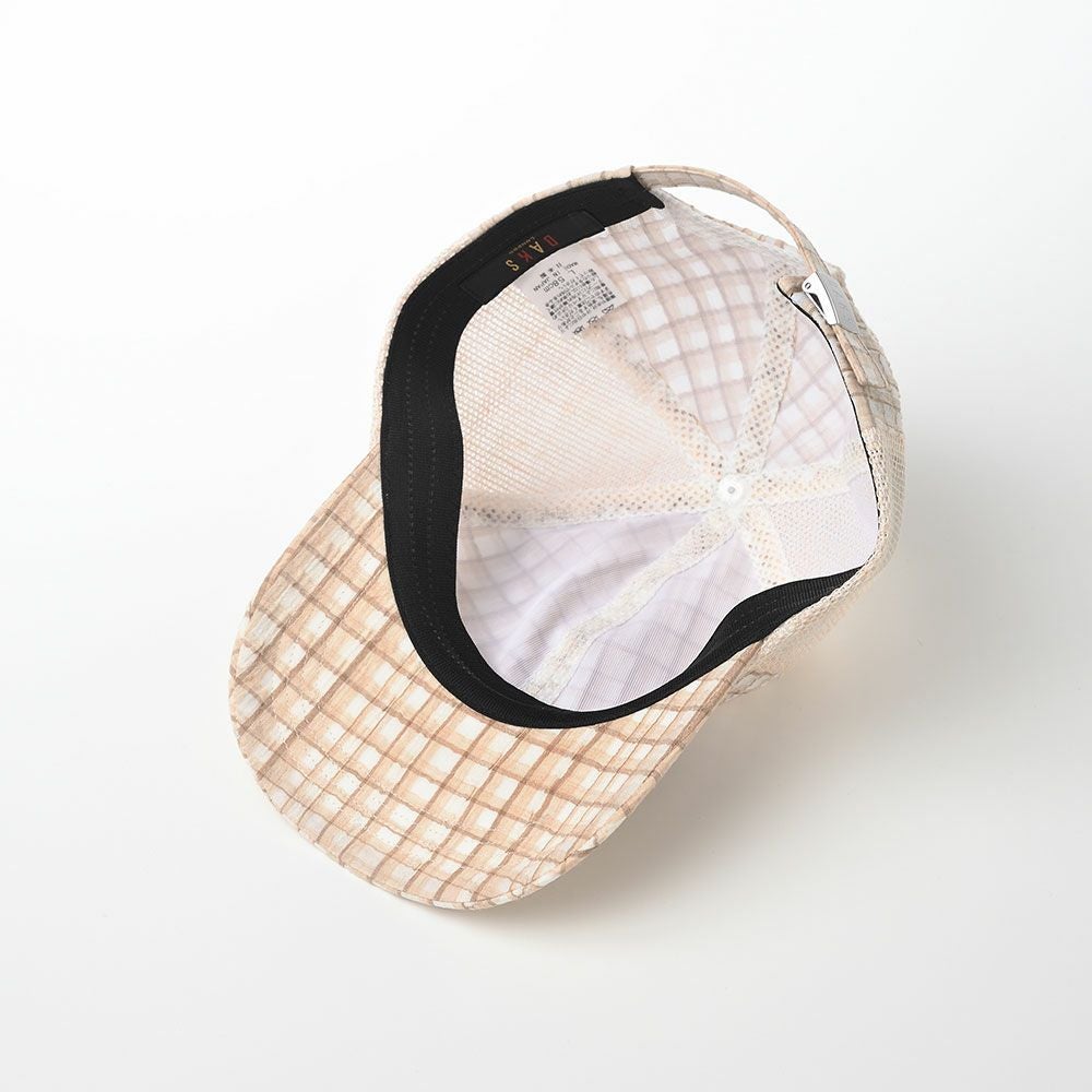 ベージュとホワイトのチェックキャップ ダックス キャップ Cap Linen Check（キャップ リネンチェック） D1724
