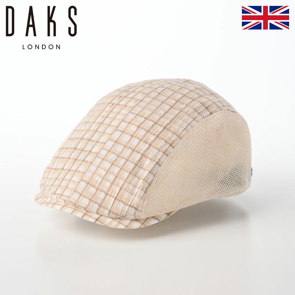 ベージュとホワイトのチェックキャップ ダックス キャップ Cap Linen Check（キャップ リネンチェック） D1724