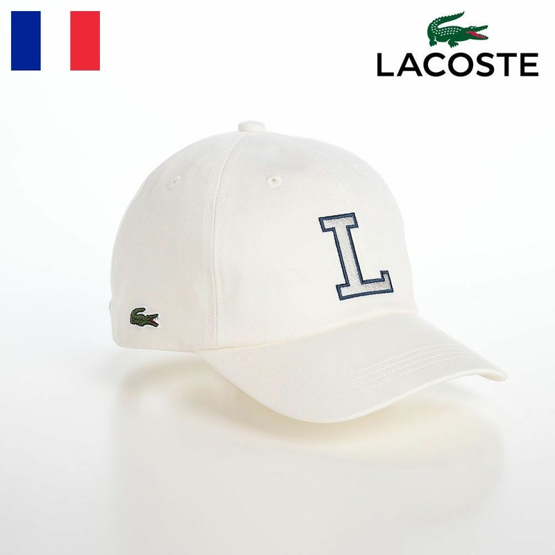 ラコステのキャップ INITIAL APPLIQUE CAP（イニシャルアップリケキャップ） L1251 オフホワイト