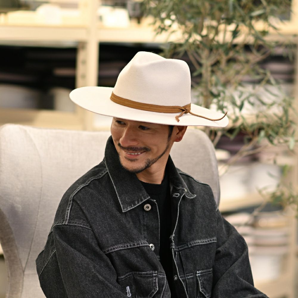 ジョッキーハット　クリーム ビガリ フェルトハット LAKE（レイク） クリーム | 帽子通販 時谷堂