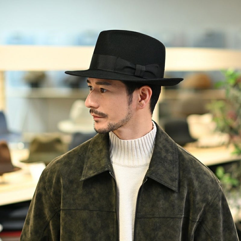レッターのフェルトハット Fur Felt Fedora（ファーフェルト フェドラ） ブラック