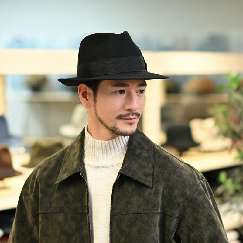 レッターのフェルトハット Fur Felt Fedora（ファーフェルト フェドラ） ブラック