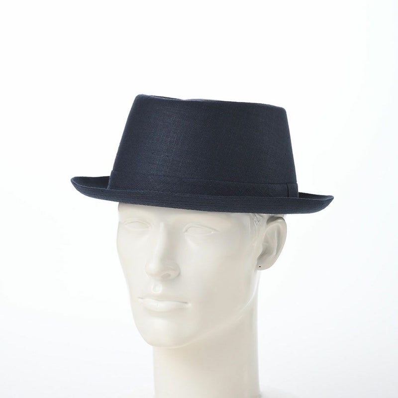 マローネのソフトハット Porkpie Linen（ポークパイ リネン） MT306 ネイビー