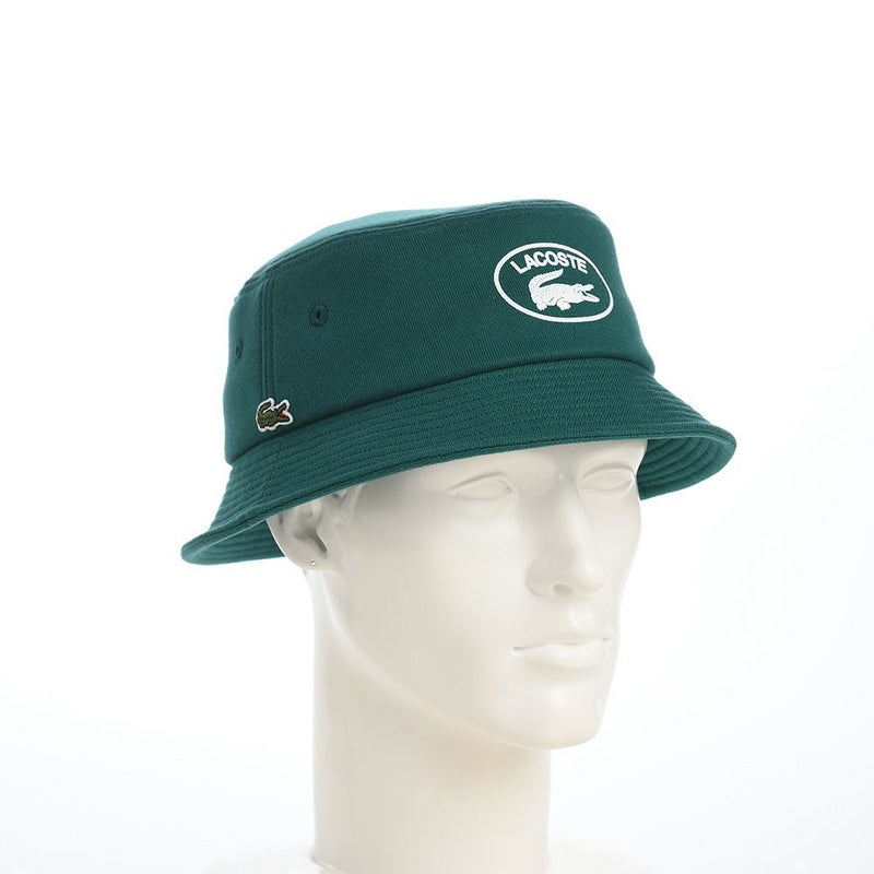ラコステのバケットハット OVAL LOGO JERSEY  BUCKET HAT（オーバルロゴジャージーバケットハット） L7123 グリーン