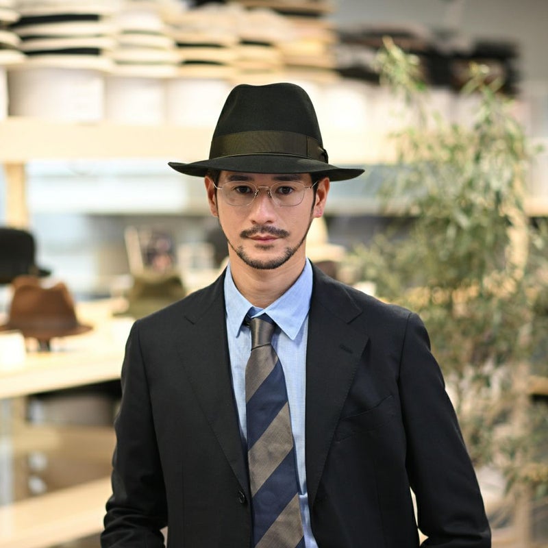 ボルサリーノのフェルトハット Q.S. Anello Rasato（Q.S. アネロ ラザート） 114336 ダークグリーン