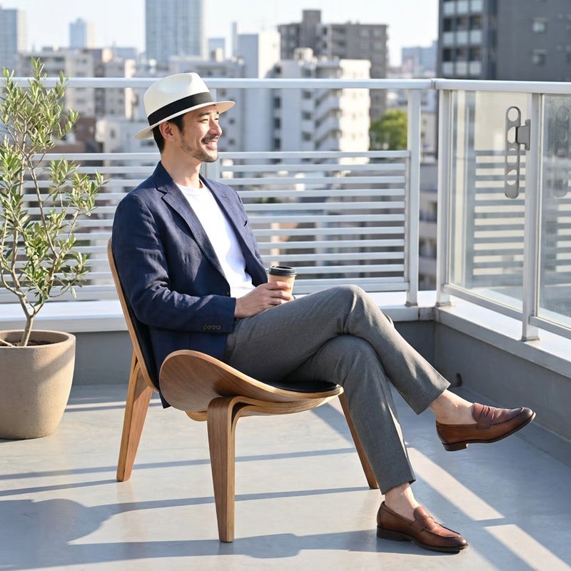 エロイ ベルナールのパナマハット Flat Panama Hat（フラット パナマハット） ホワイト