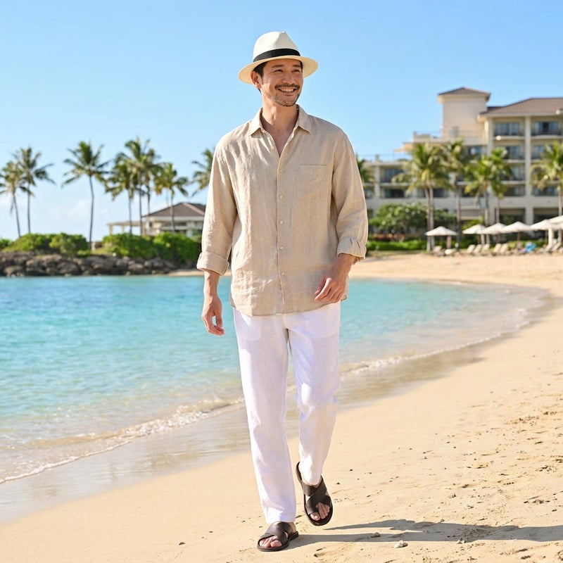 エロイ ベルナールのパナマハット Flat Panama Hat（フラット パナマハット） ホワイト