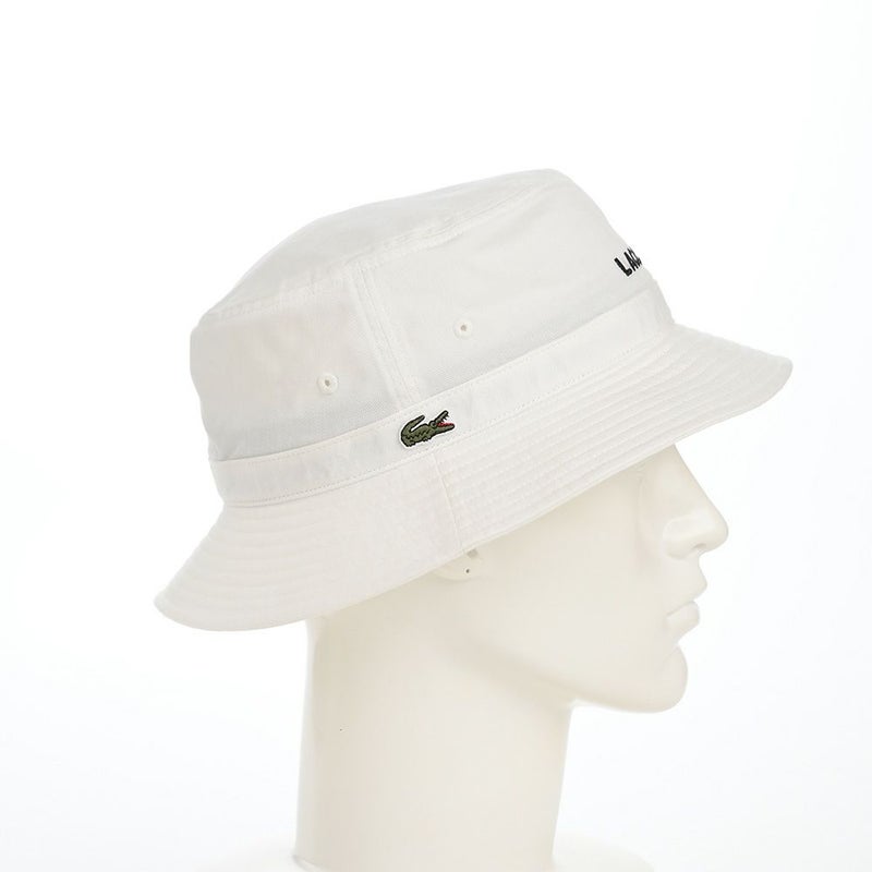 ラコステのバケットハット WASHED LOGO BUCKET HAT（ウォッシュドロゴ バケットハット） L1317 ホワイト