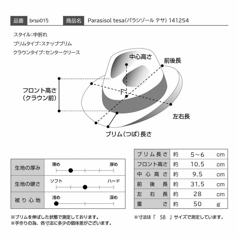 ボルサリーノのパラシゾールハット Parasisol tesa（パラシゾール テサ） 141254 ネイビー