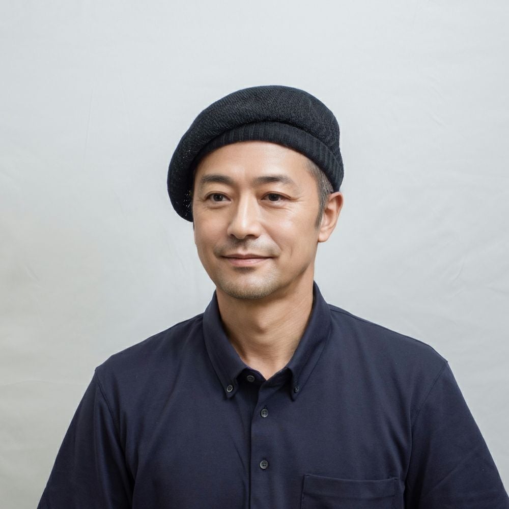 marihoja Relax Knit Rib Beret ブラック レッター ベレー帽 Rib Linen Beret Big（リブ リネン ベレー ビッグ