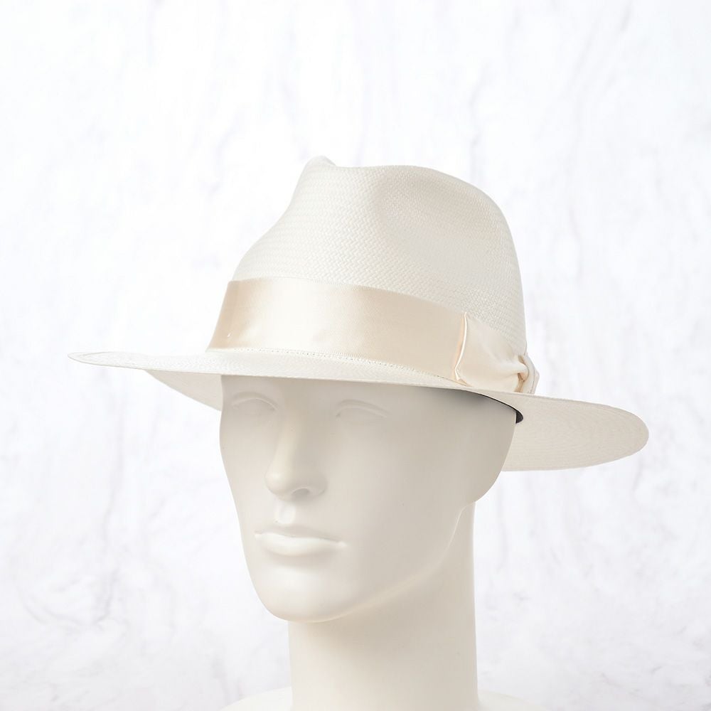 ボルサリーノ　パナマハット 56 ホワイト ボルサリーノ パナマハット Panama Fine Satin（パナマファイン サテン