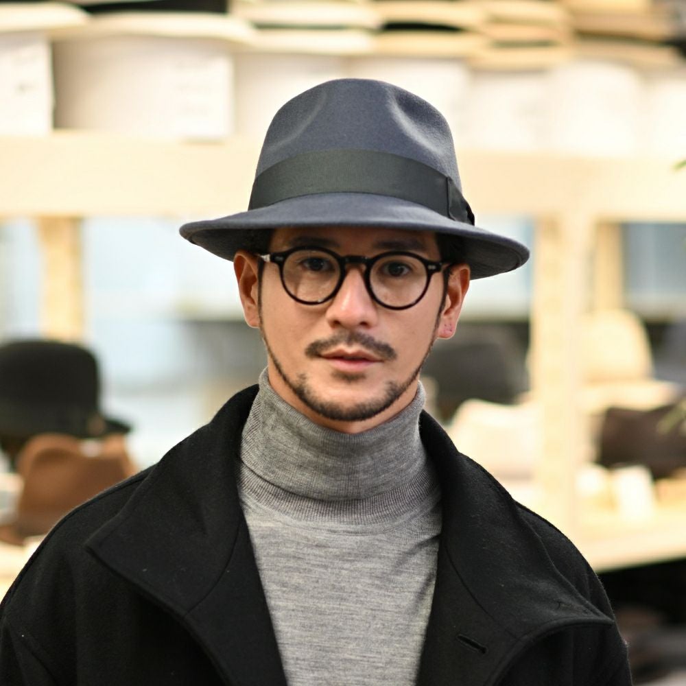 美品 パリ ギャラリーラファイエット購入 C.O.シャプリエ フェルト 帽子 ビガリ フェルトハット PLOMO（プロモ） ブルーストーン | 帽子通販 時