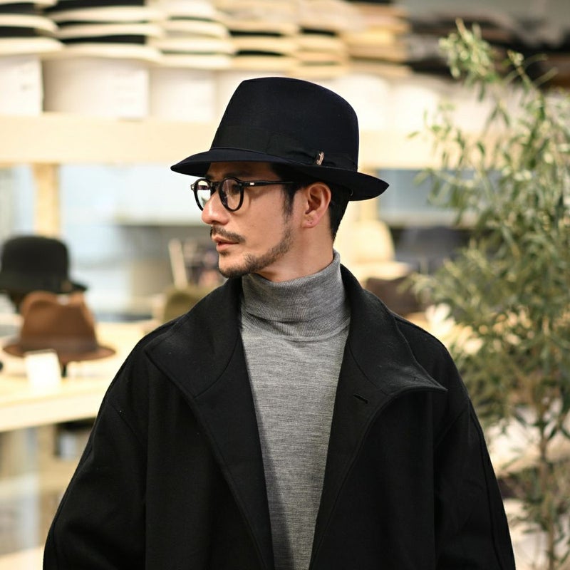ボルサリーノのフェルトハット Q.S. Charlait Rasato（Q.S. シャルレイ ラザート） 111160 ネイビー