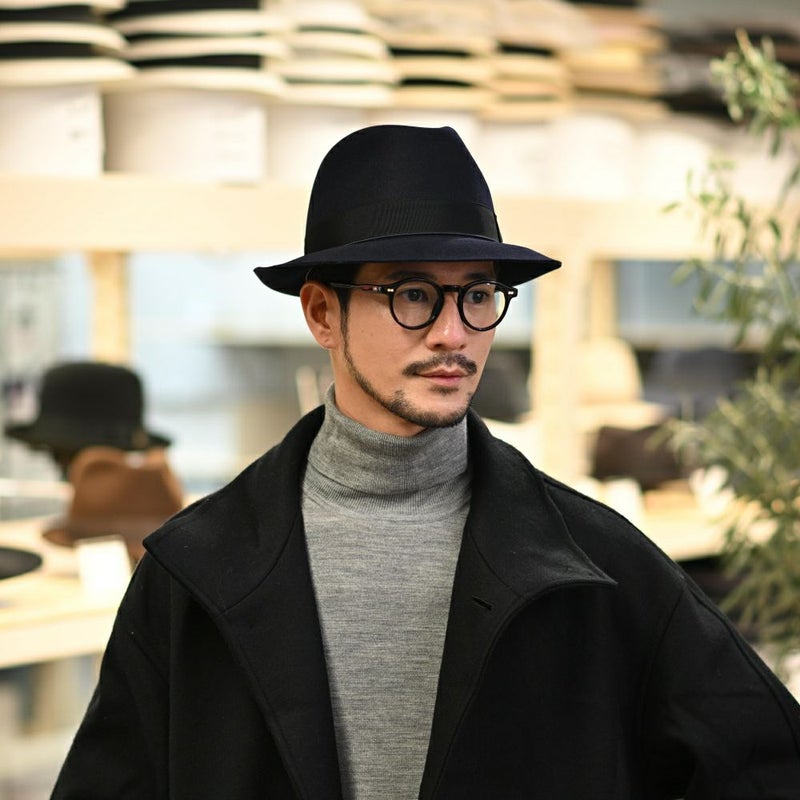 ボルサリーノのフェルトハット Q.S. Charlait Rasato（Q.S. シャルレイ ラザート） 111160 ネイビー
