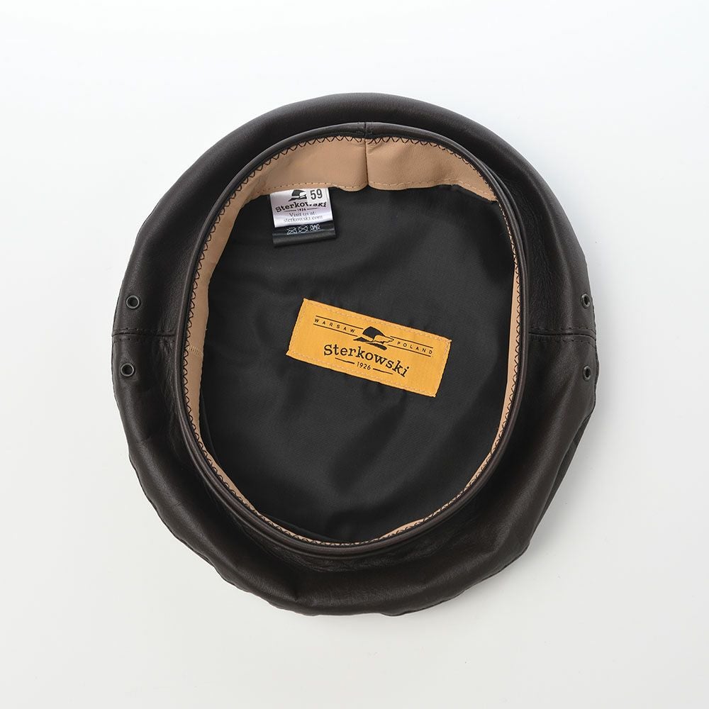 極美品 DAPPERS ベレー帽 カーキ ブラウン レザー メッシュ 春夏 L