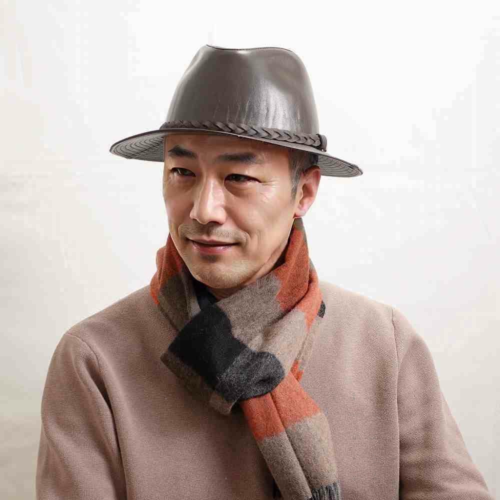 マローネ レザーハット Lamb Leather Hat（ラムレザー ハット） ダーク