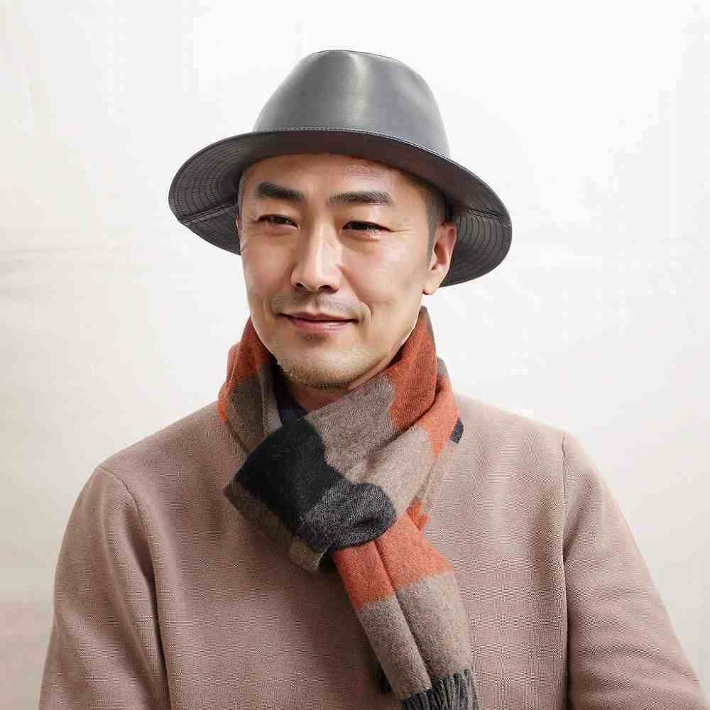 【Rey】MARONE レザー ハット グレー マローネ レザーハット Lamb Leather Hat（ラムレザー ハット） グレー