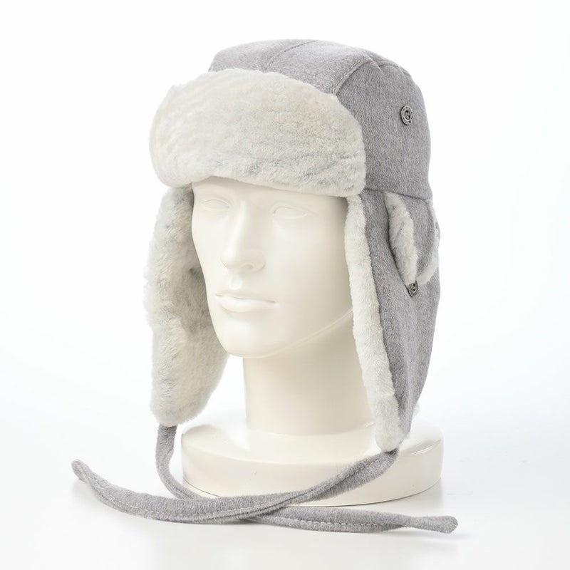 クラウンキャップの飛行帽 Cashmere Mix Aviator（カシミヤミックス アビエーター） グレー