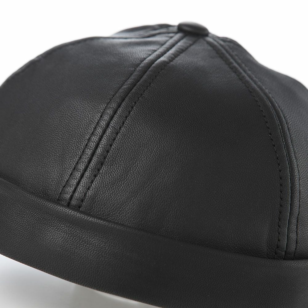 クラウンキャップ ロールキャップ Lambskin Leather Beanie