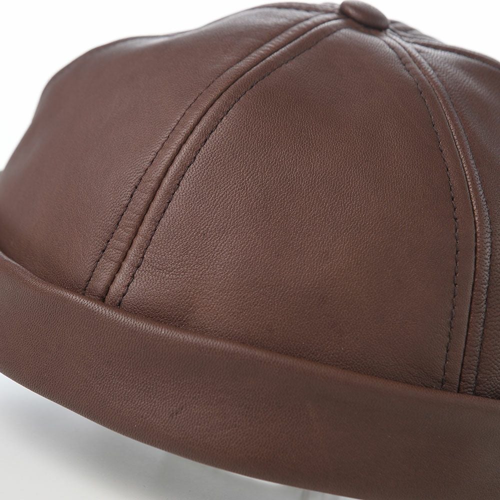 クラウンキャップ ロールキャップ Lambskin Leather Beanie