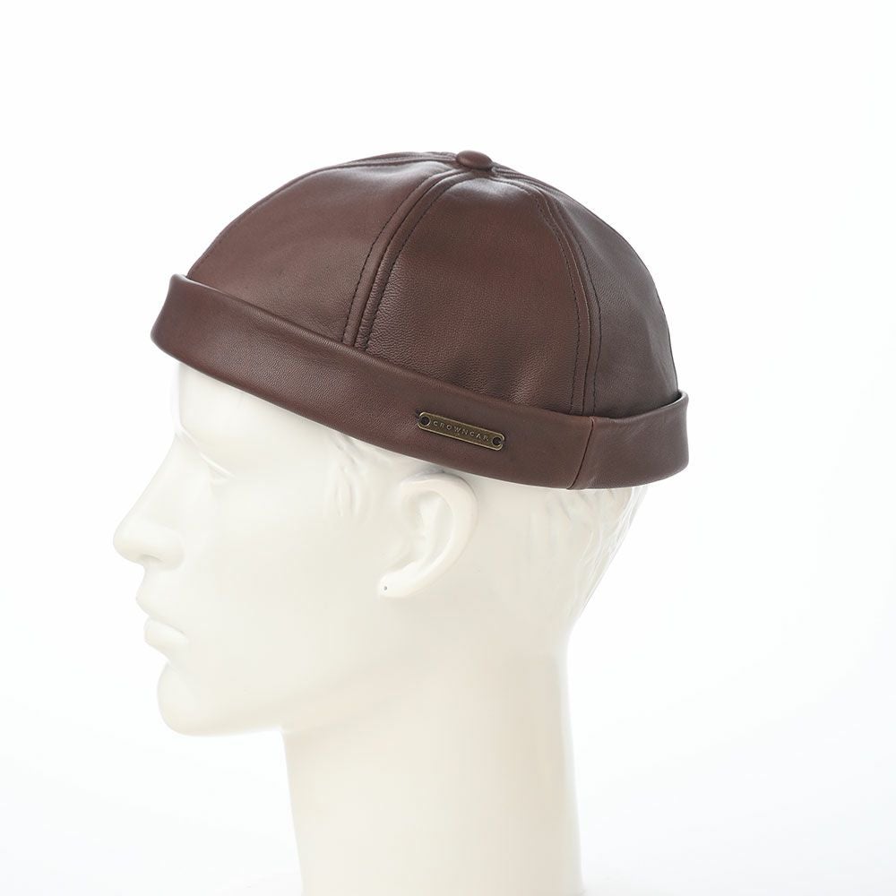 クラウンキャップ ロールキャップ Lambskin Leather Beanie