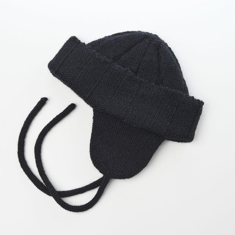 レッターのニット帽 Andes Knit Watch MIMIDAN（アンデスニットワッチ 耳暖） ブラック