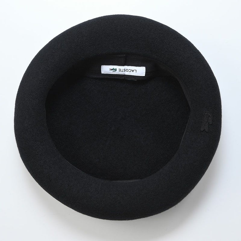 ラコステのベレー帽 TONE ON TONE ONE POINT BERET（トーンオントーン ワンポイントベレー） L7142 ブラック