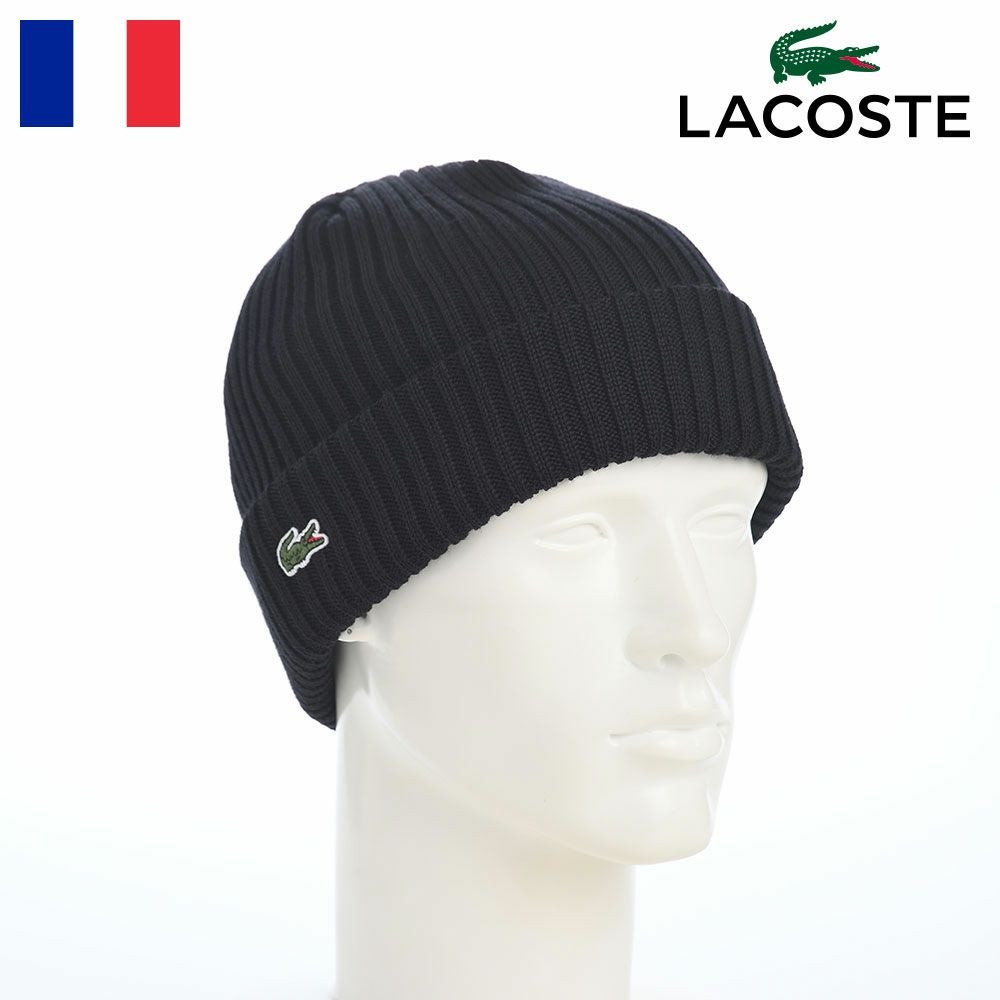 ラコステ ニット帽 LACOSTE EMB COTTON KNIT（ラコステ エンブロイ