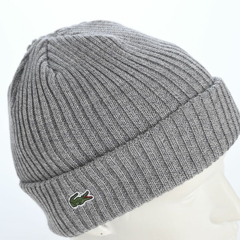 ラコステのニット帽 ONE POINT RIB KNIT WATCH（ワンポイント リブニットワッチ） L1330 グレー