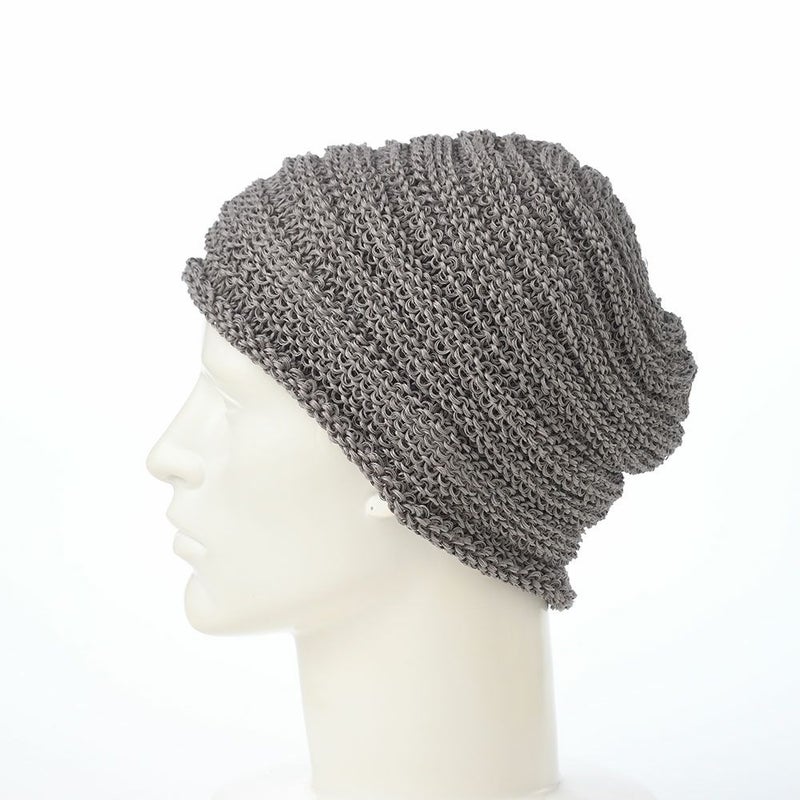 レッターの春夏ニット帽 Straw Yarn Long（ストローヤーン ロング） グレー