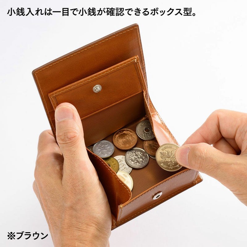 ミラグロの二つ折り財布 21ポケット タンポナートレザー ウォレット CA-S-2108 バーガンディー