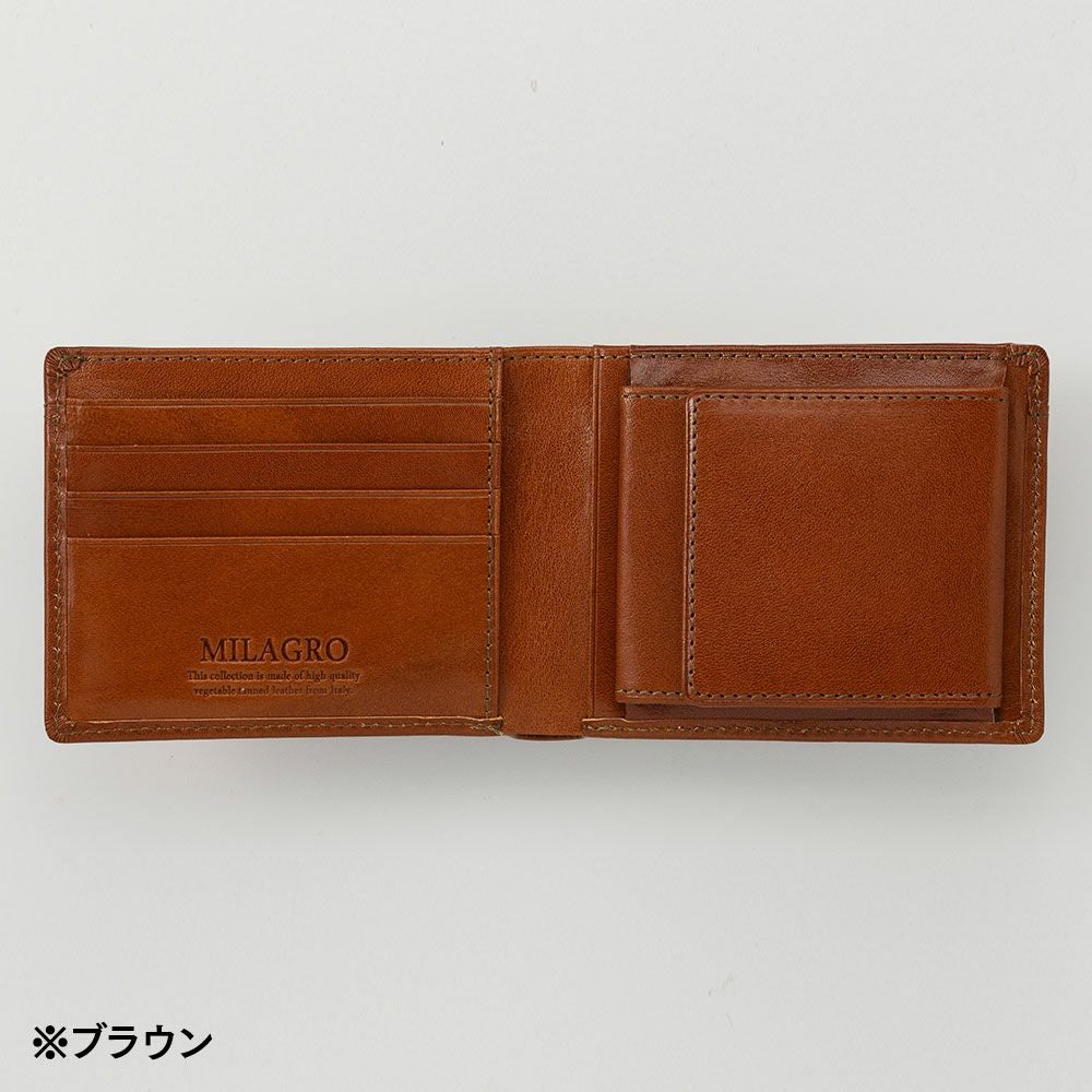 ミラグロ 二つ折り財布 21ポケット タンポナートレザー ウォレット CA
