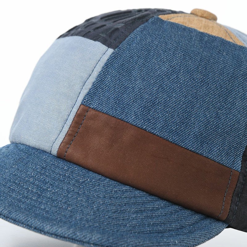 モーノのベースボールキャップ Patchwork short brim cap（パッチワークショートブリムキャップ） ブルー