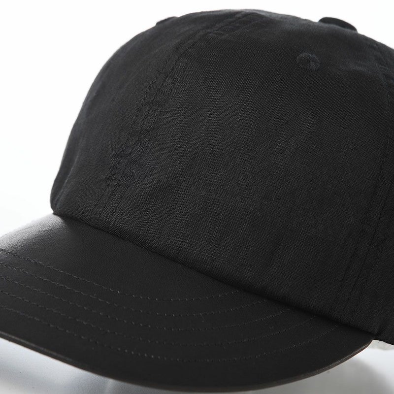 モーノのベースボールキャップ Linen & Leather  cap（リネン＆レザーキャップ） ブラック