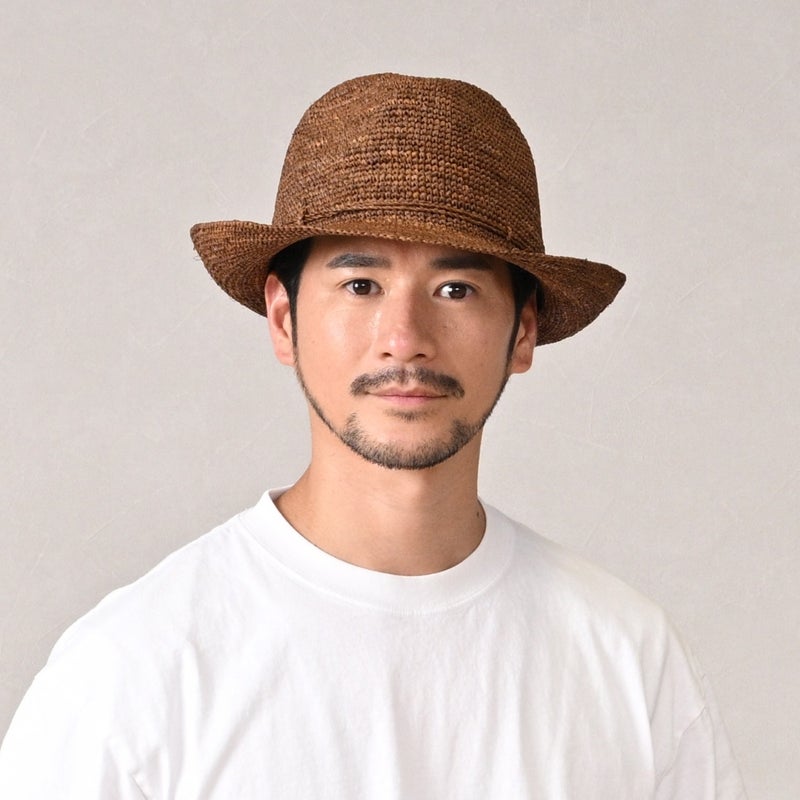 ステットソンのラフィアハット SINGLE CROCHET RAFFIA（シングルクロシェ ラフィア） SE804 ブラウン