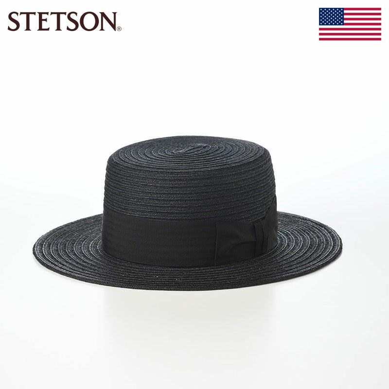 ステットソンのカンカン帽 LINEN BRAID KANKAN HAT（リネンブレード カンカンハット） SE821 ブラック