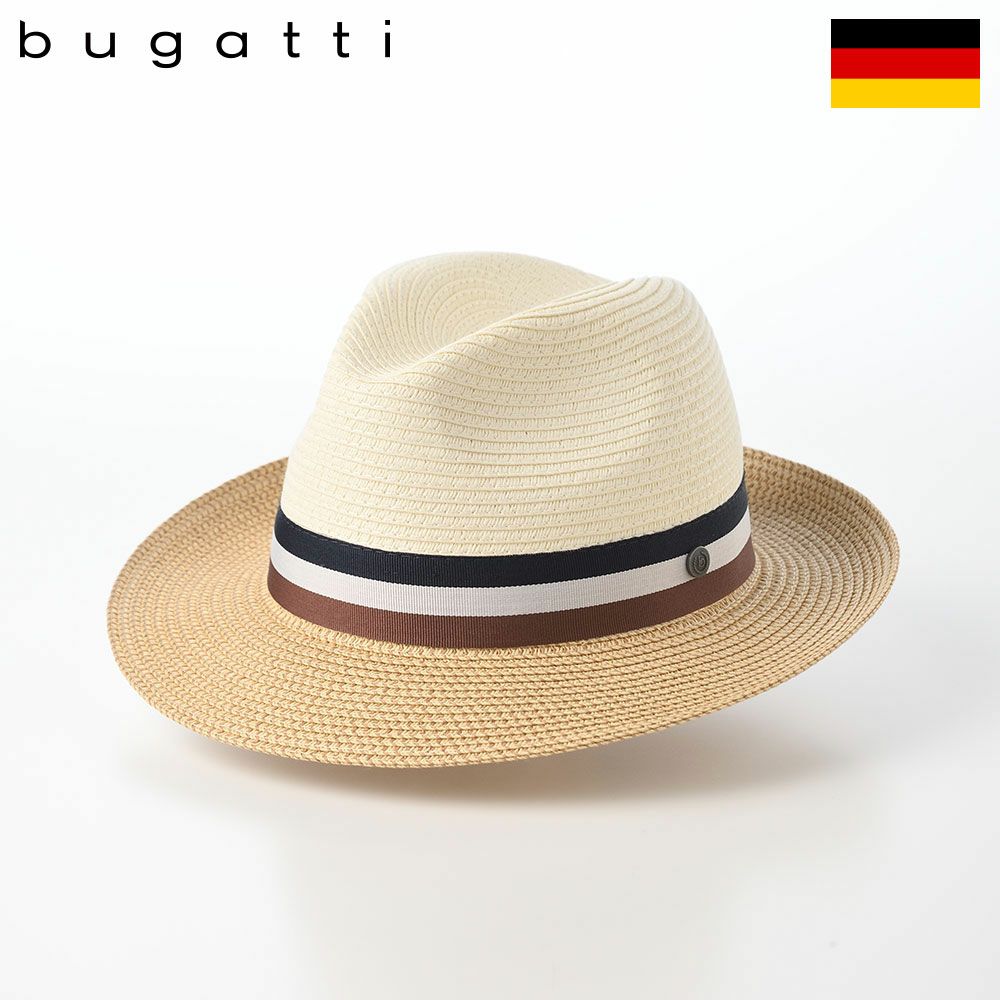サンアルシデ　ベージュと水色のフェドーラハット ブガッティ ブレードハット Summer Fedora Color（サマー フェドラ