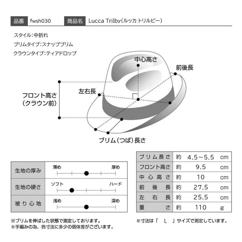 フェイルスワースのペーパーハット Lucca Trilby（ルッカ トリルビー） デニム